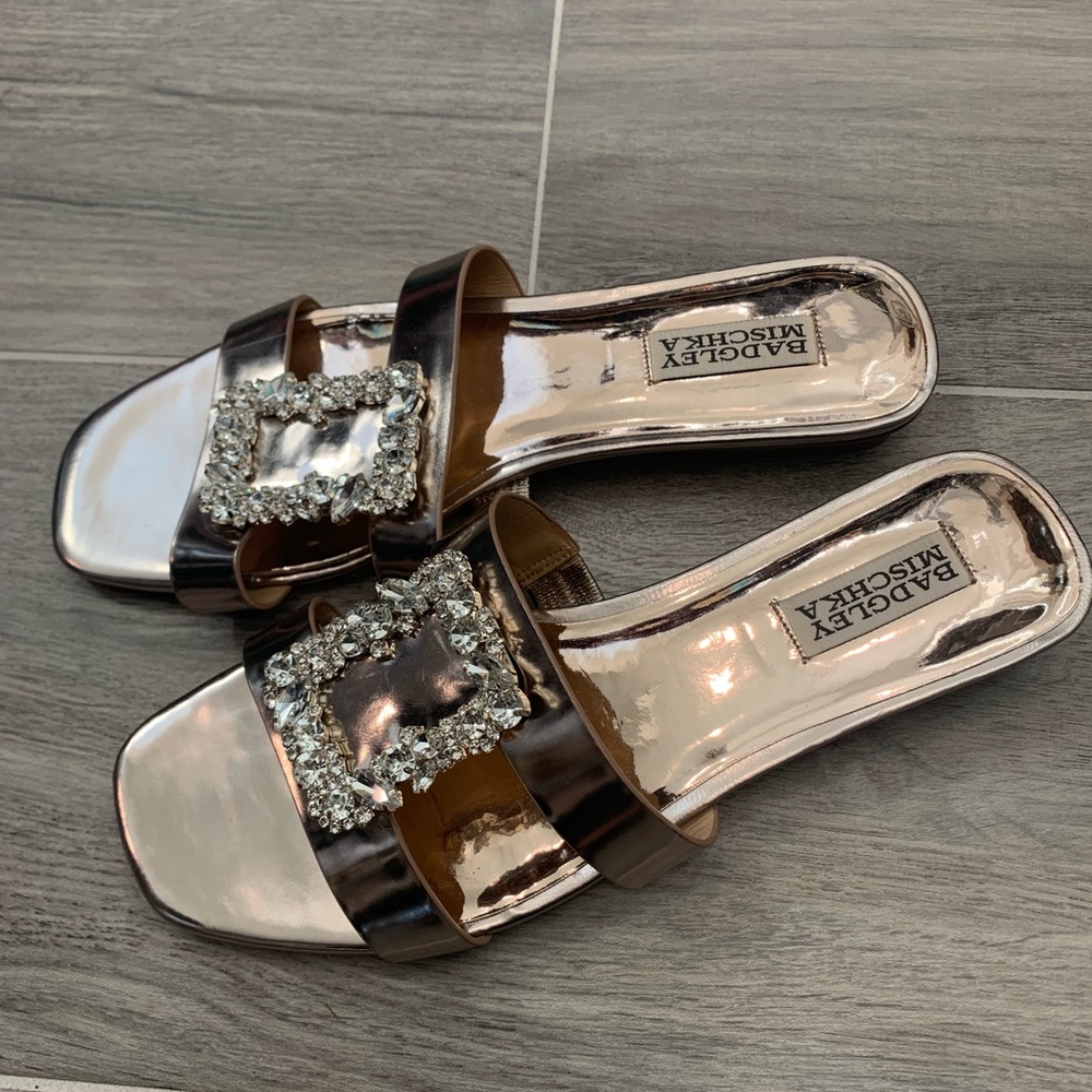 Badgley Mischka Slides Buckle Rose Gold 8